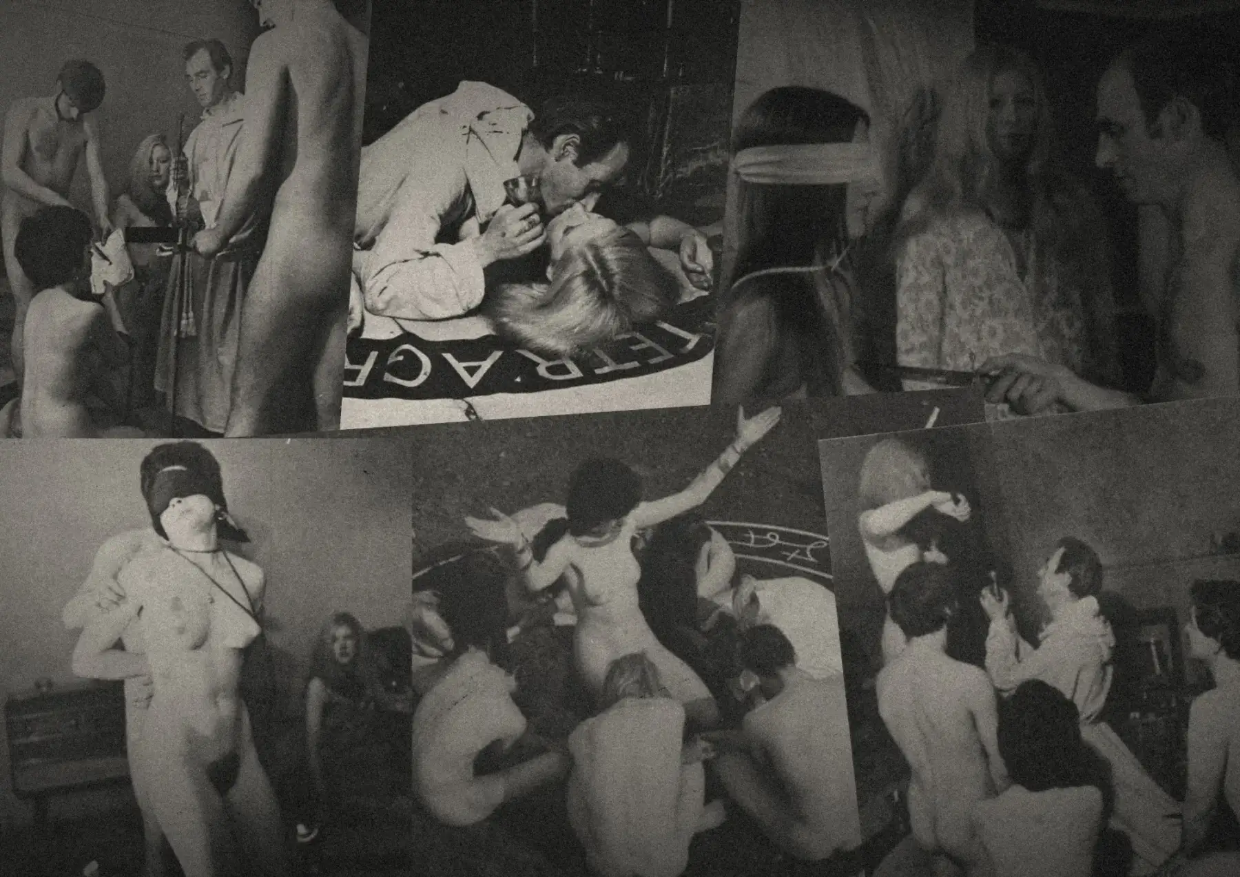 An archive collage of ritual photography from the tradition's history.